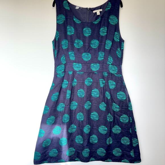 Banana Republic Dresses & Skirts - Banana Republic Polka Dot Linen Blend Dress Blue Green Sleeveless Womens 14